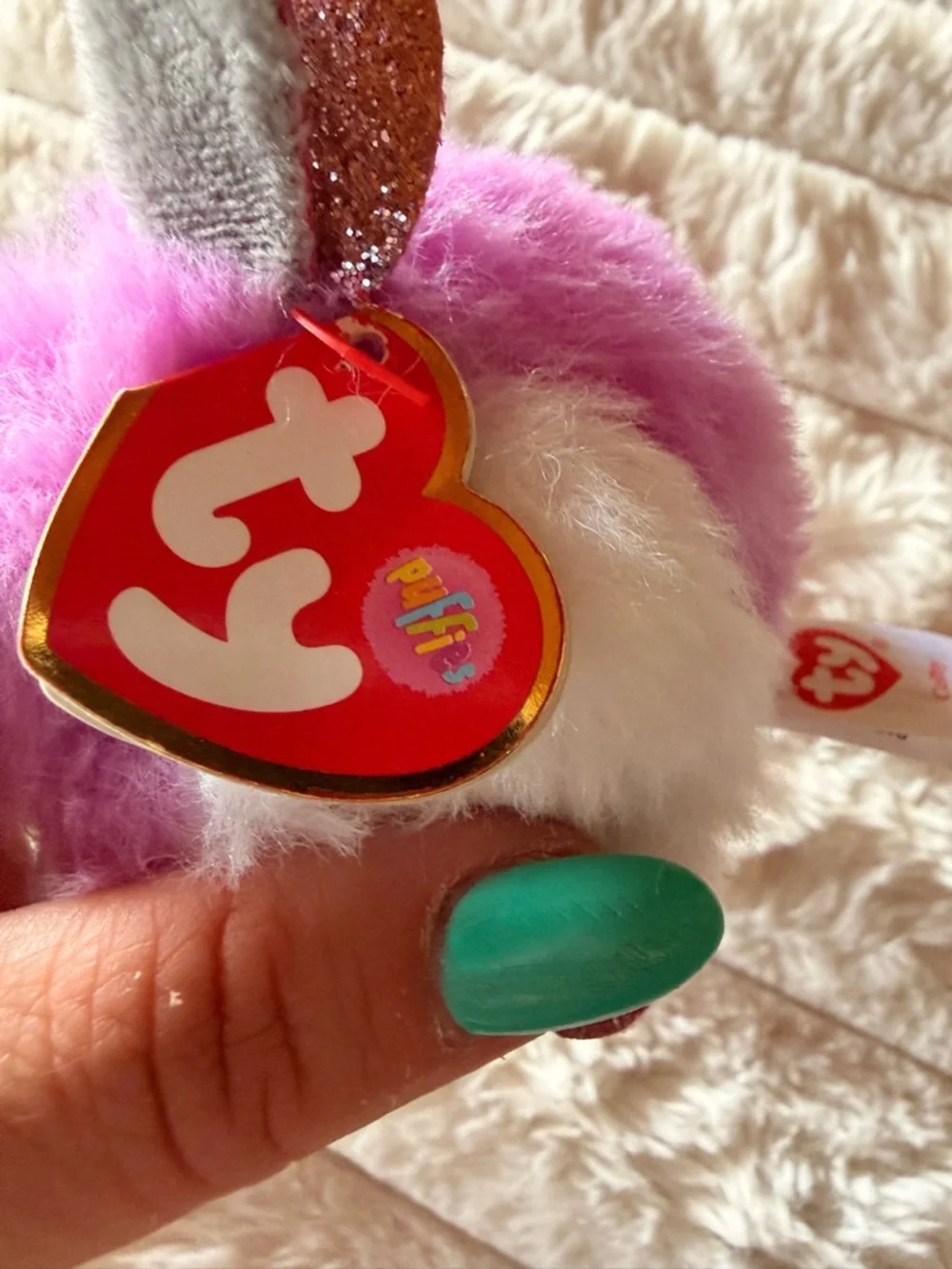 Ty Puffies plush Small Toy - Pink and White Fluffy Hamster, Colby